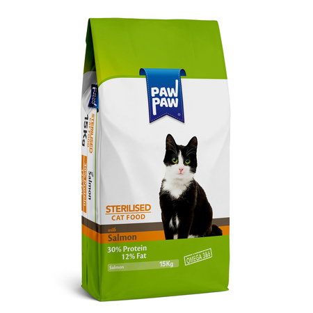 Корм для кошек Paw paw 15кг Sterilised Cat Food with Salmon стерилизованных с лососем сухой