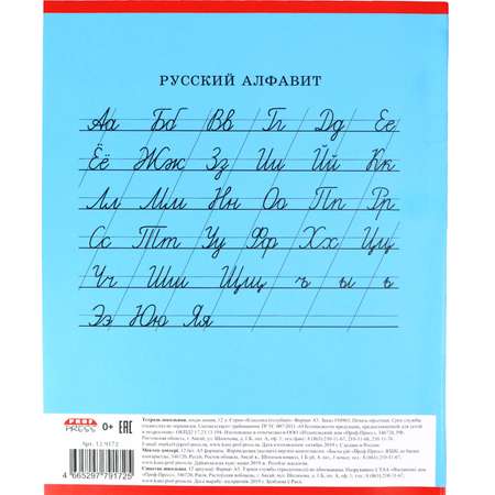 Тетрадь школьная Prof-Press Классика косая линия 12 листов голубая в спайке 25 штук