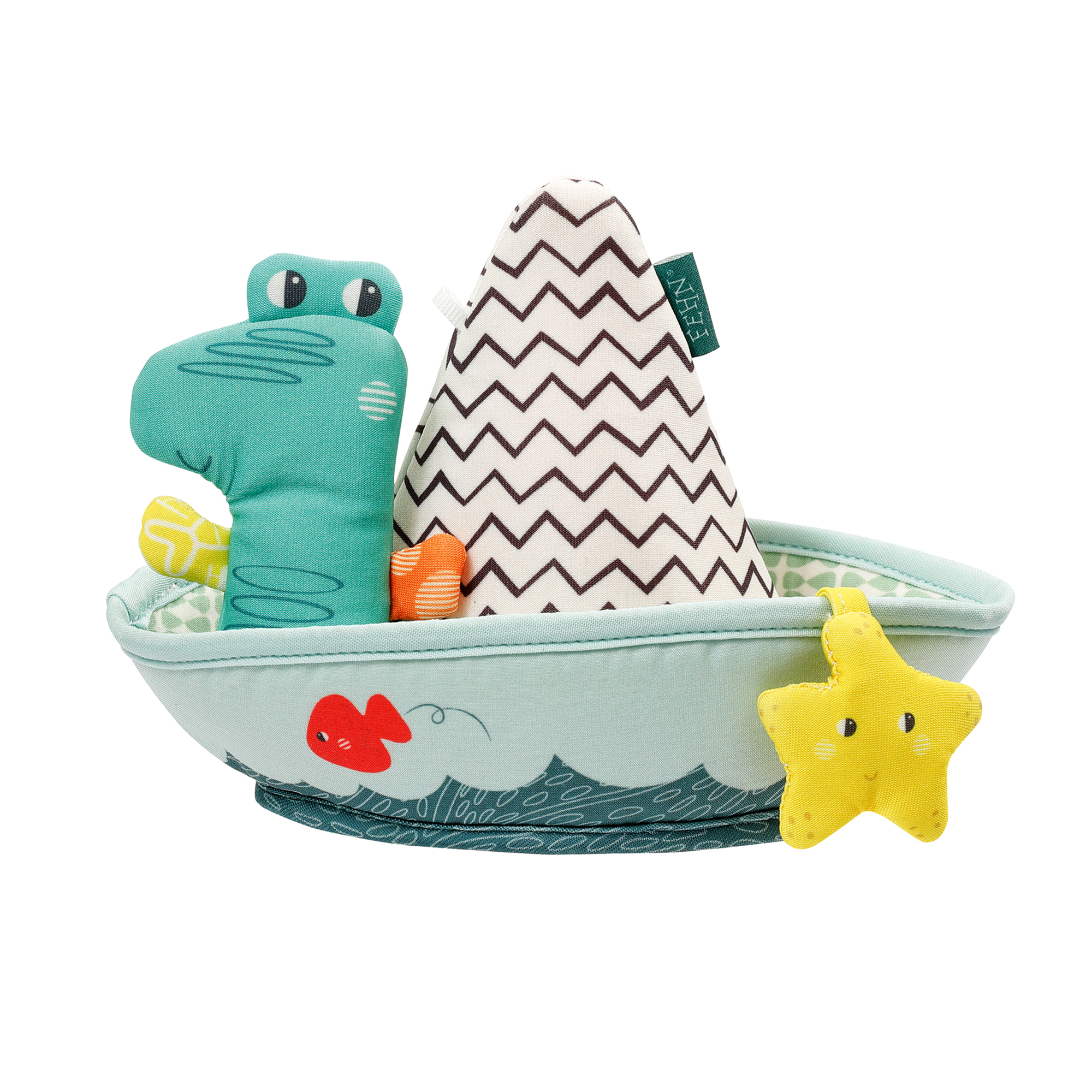 fehn splash & play bathing boat with finger puppet crocodile