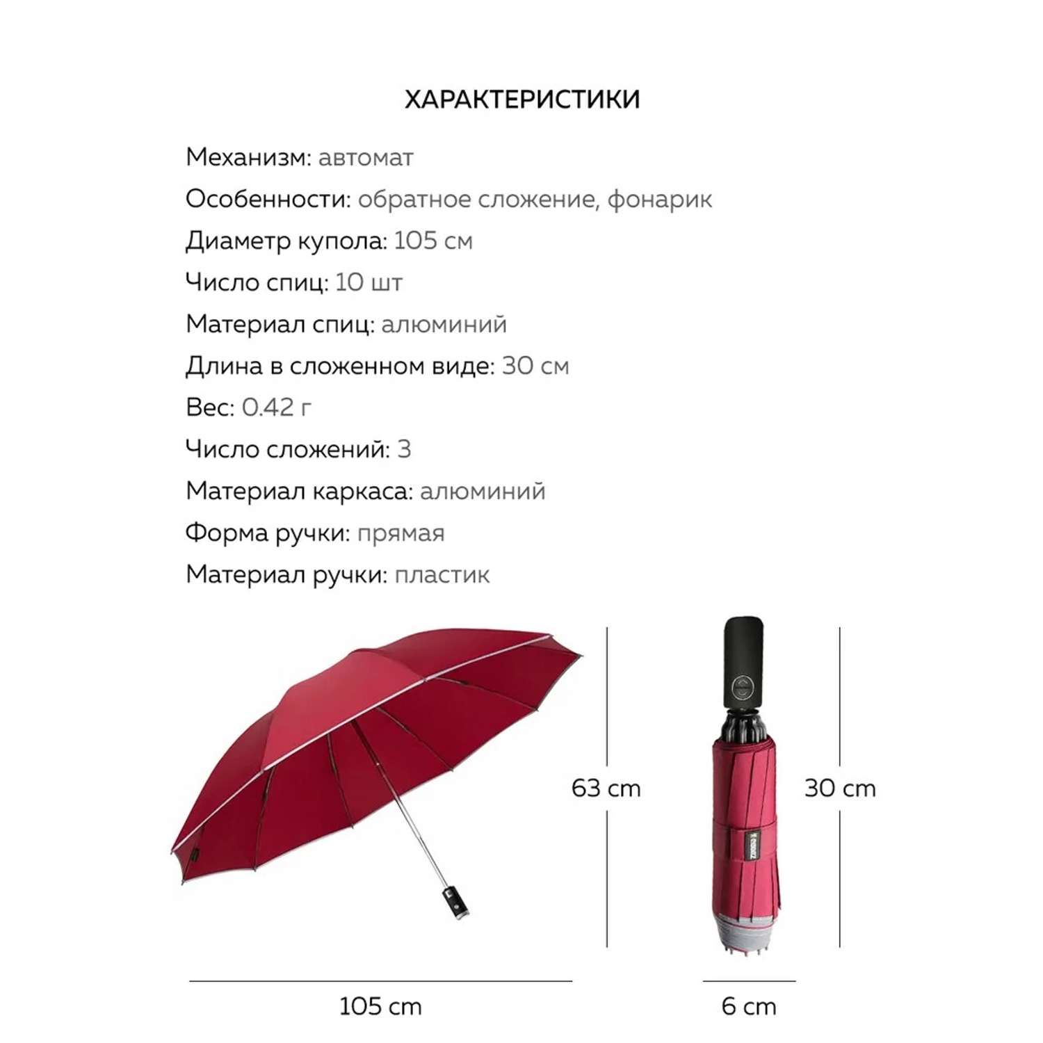 Зонт с фонариком Zuodu 1186663 - фото 4