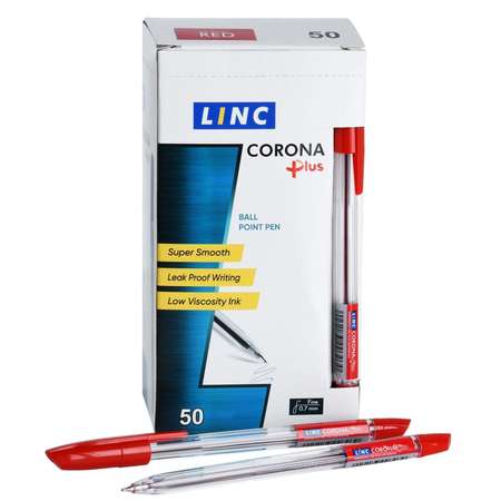 Ручки LINC Набор шариковых CORONA PLUS красные чернила 50 штук