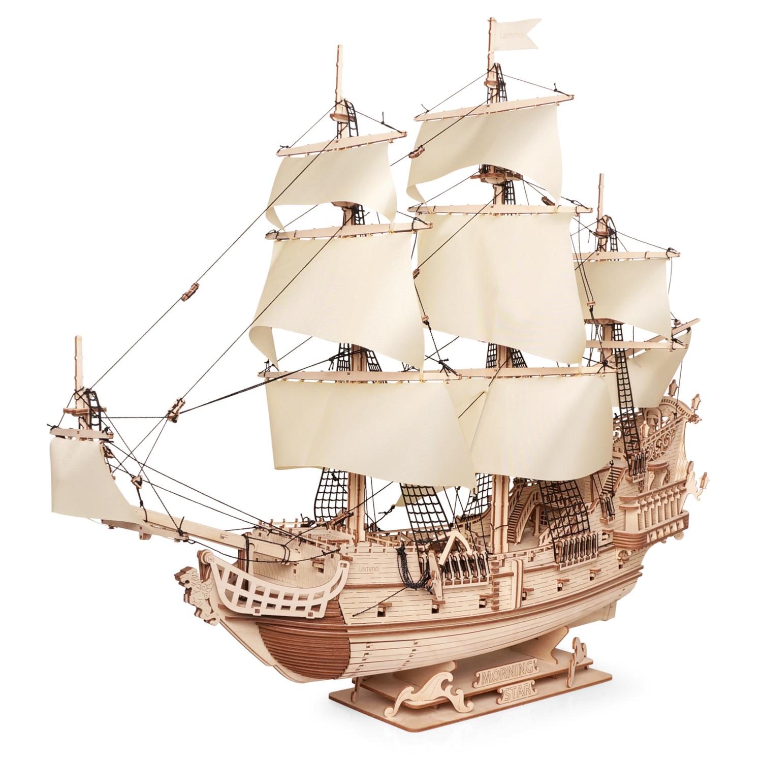 Сборная модель из дерева Lemmo Корабль Утренняя Звезда 2 светлые паруса - фото 1
