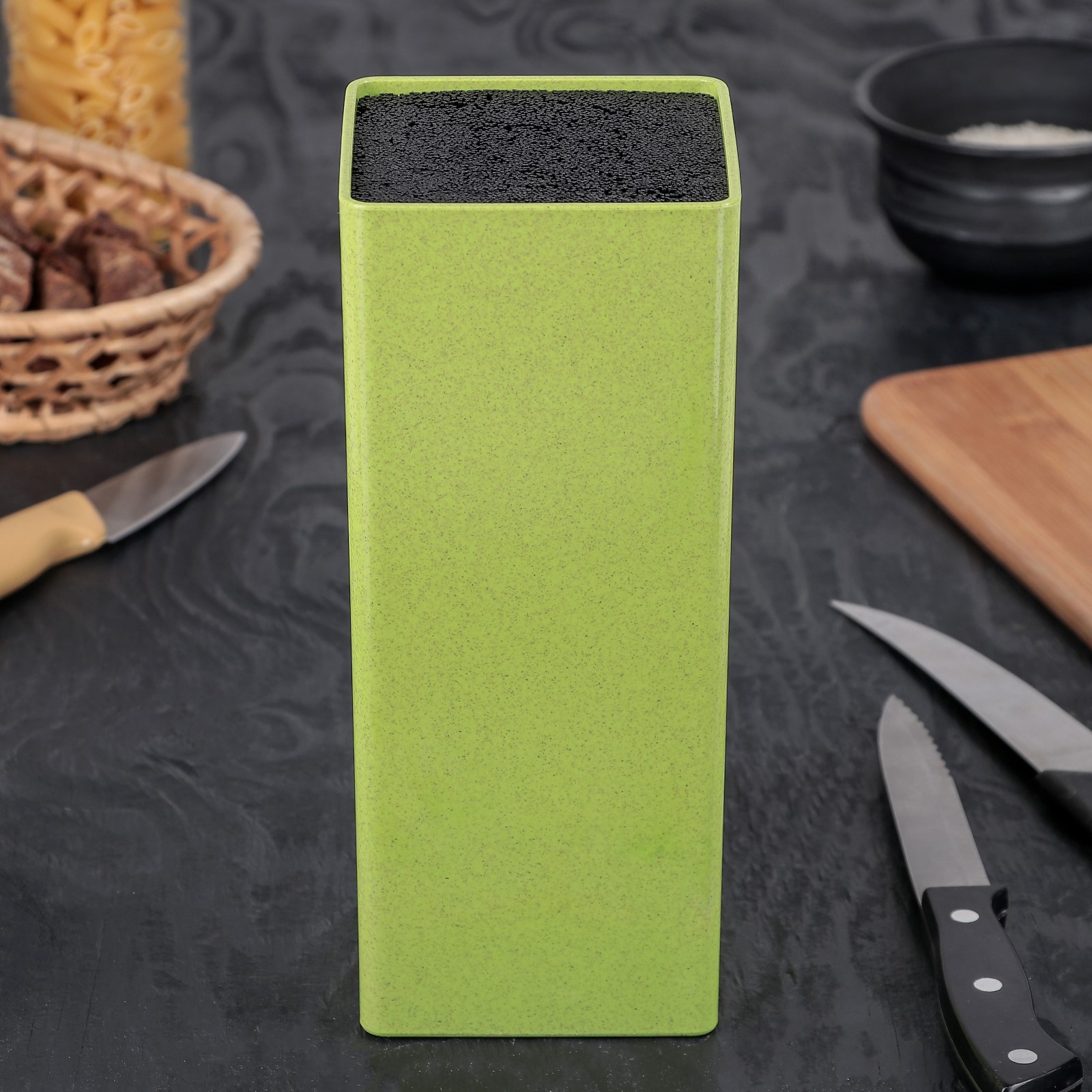 Подставка для ножей Sima-Land Нежность цвет зеленый квадратная 22х9 см - фото 2
