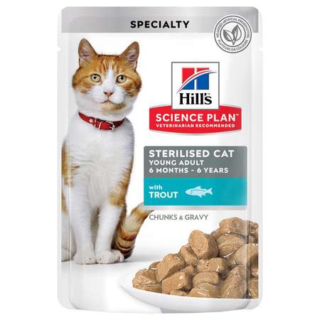 Корм влажный для кошек HILLS 85г Science Plan Sterilised Cat с форелью для стерилизованных от 6 месяцев пауч