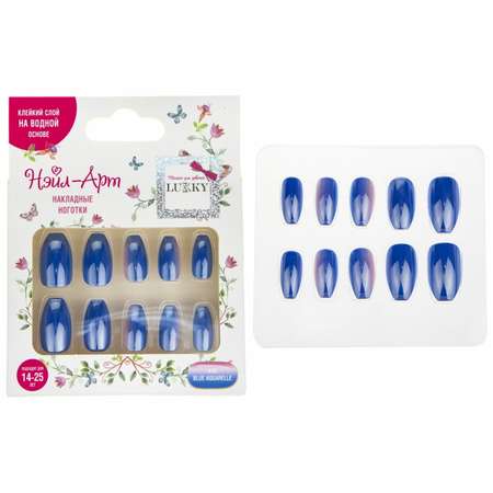 Накладные ногти LUCKY 34 Blue Aquarelle Синяя Акварель