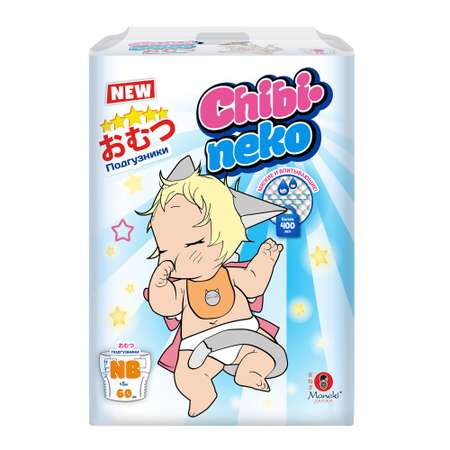 Подгузники Maneki Chibi-neko New Born 0-5кг 60шт