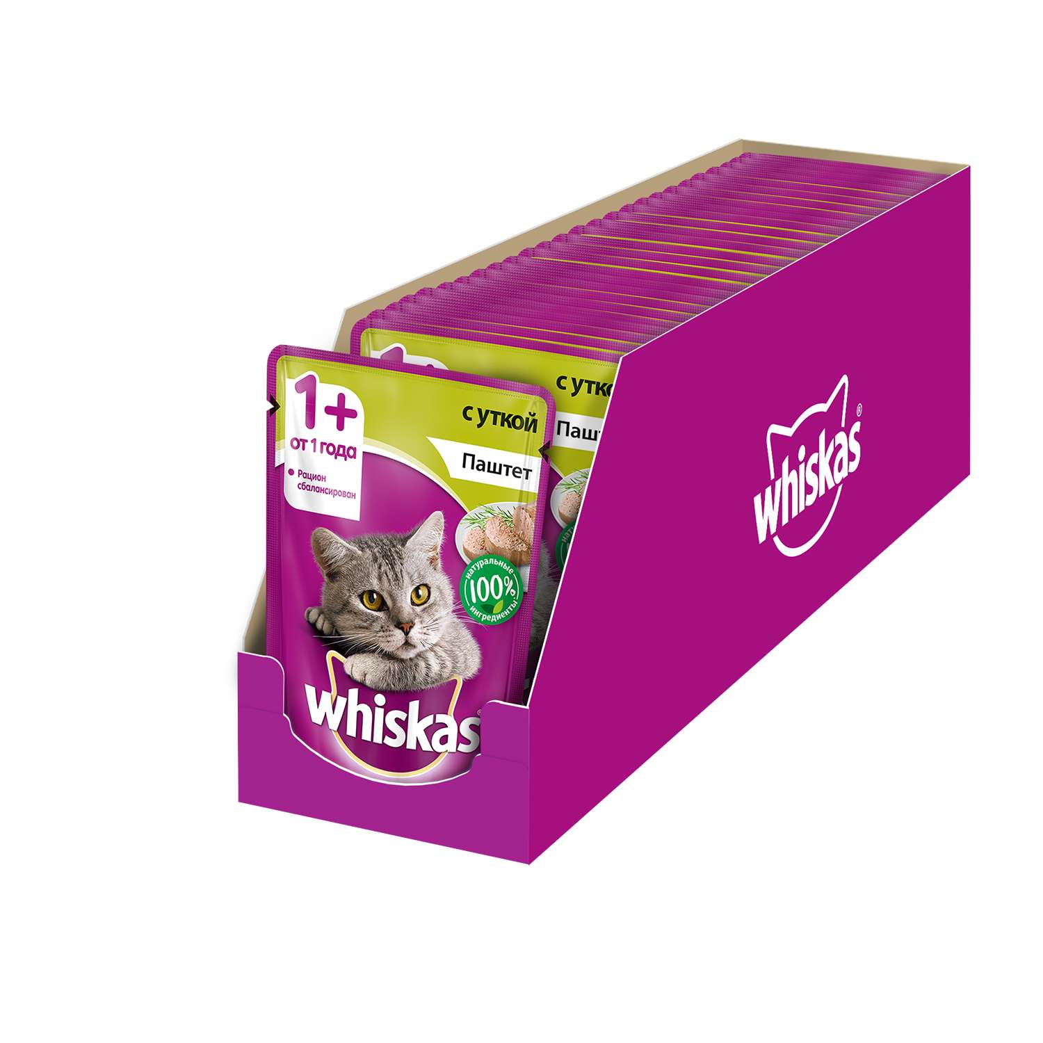 Корм влажный для кошек Whiskas 85г паштет с уткой пауч - фото 3