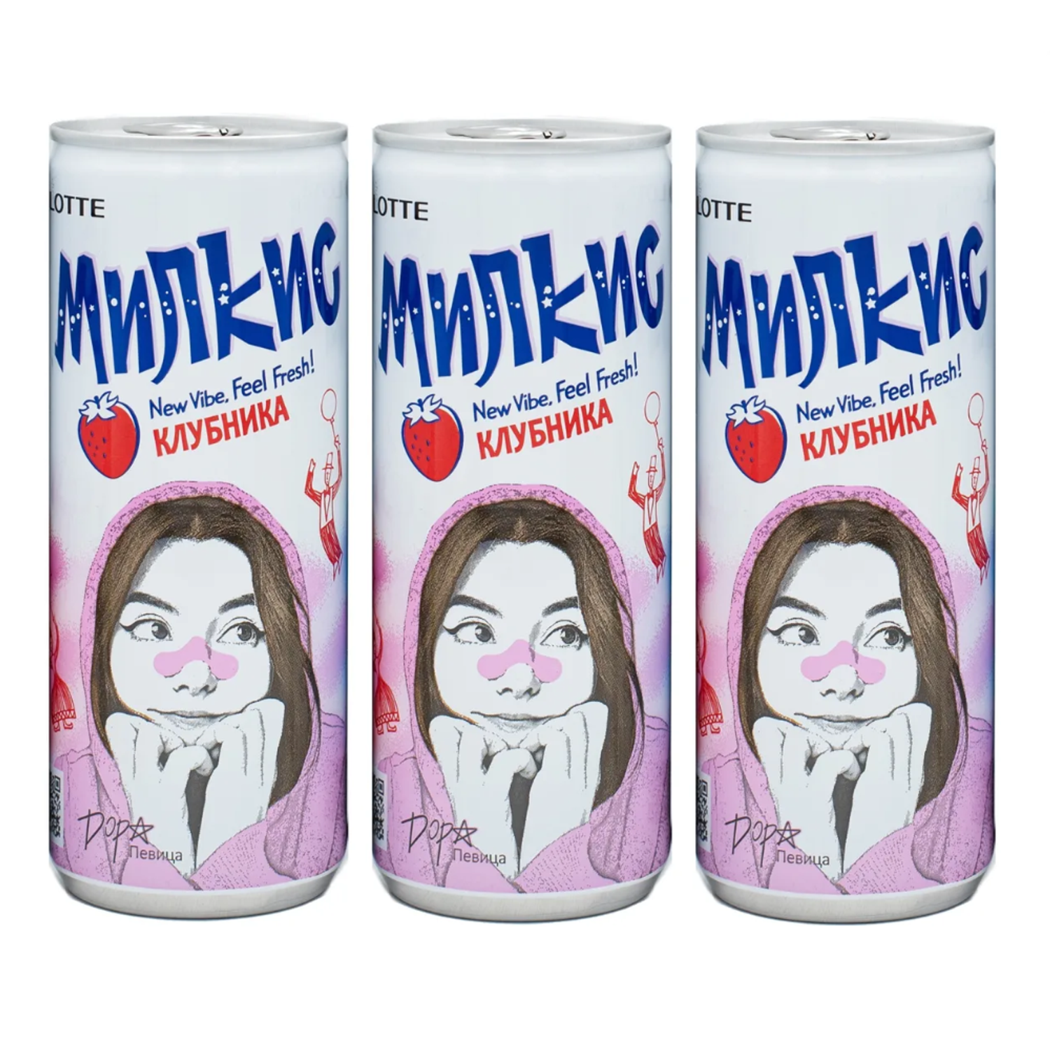 Газированный напиток Lotte Milkis Клубника 3 шт по 250 мл - фото 1