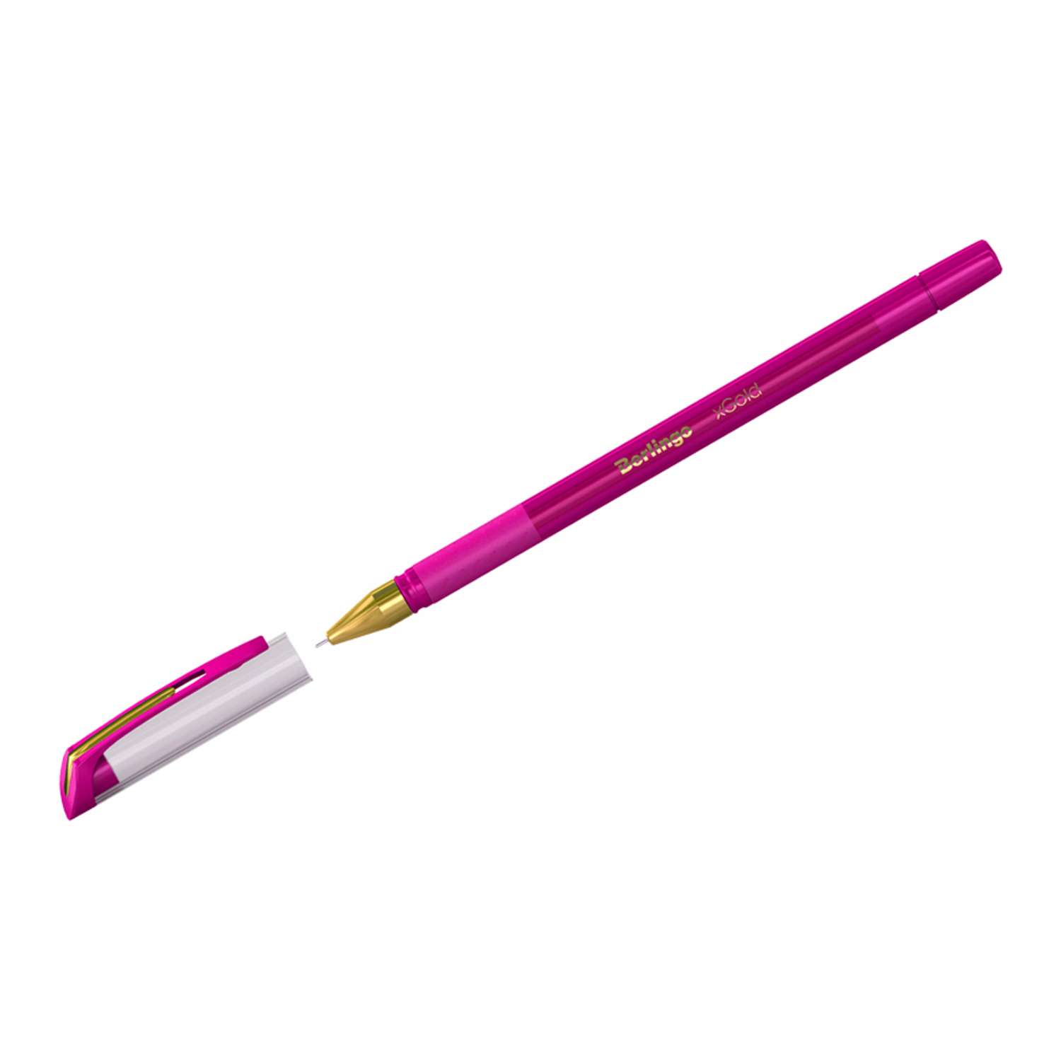Ручка шариковая Berlingo xGold розовая 07мм игольчатый стержень грип набор 12 шт - фото 1
