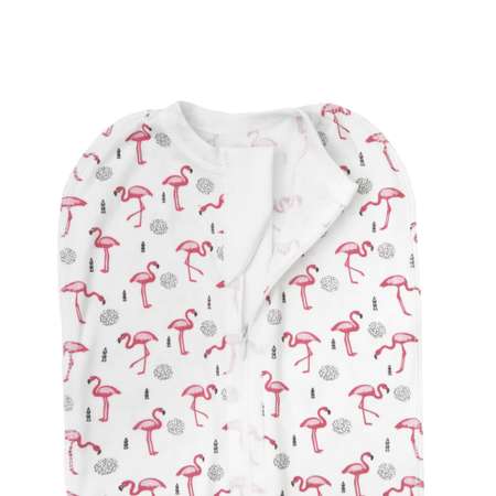 Кокон на молнии с шапочкой AmaroBaby Soft Hugs Фламинго белый 56