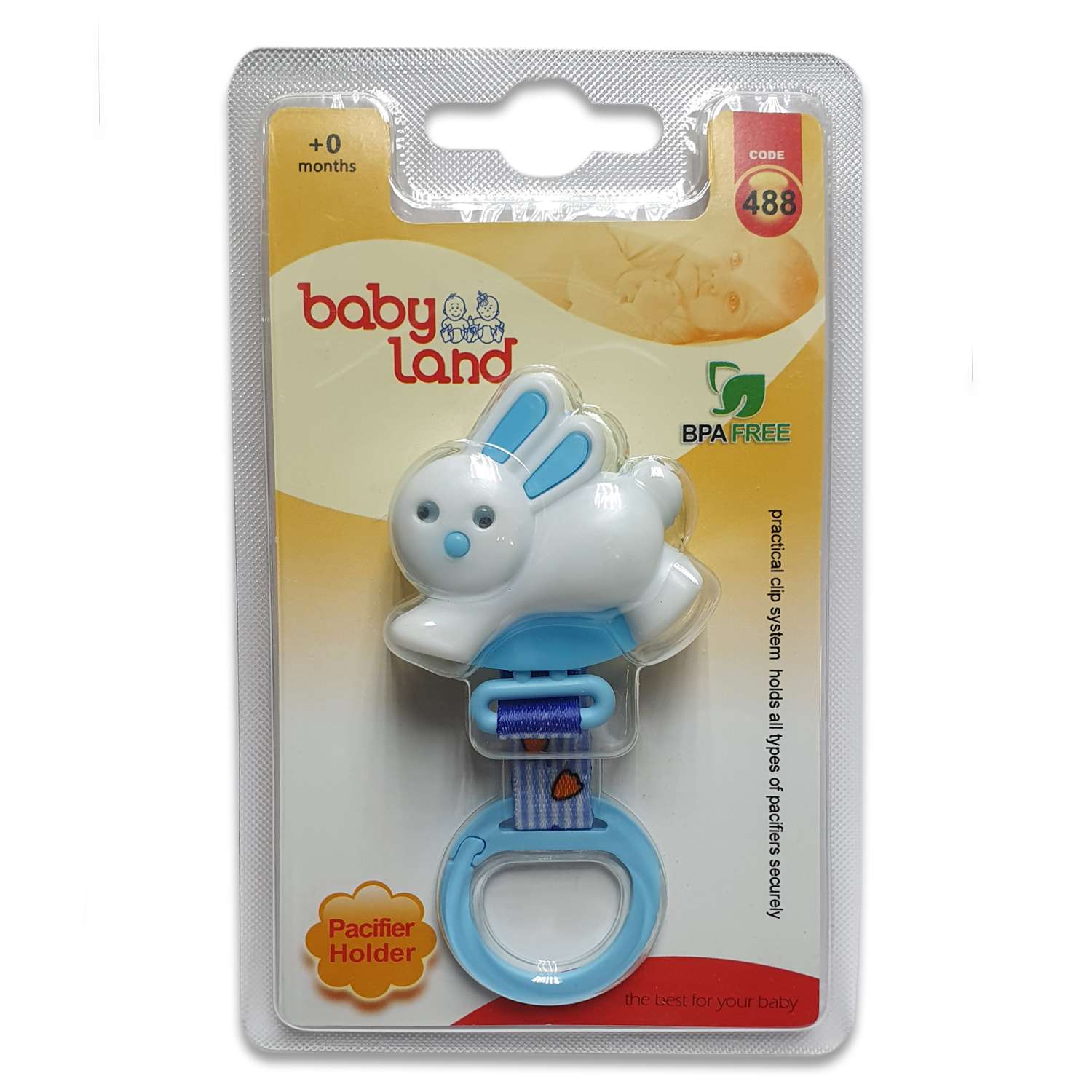 Соска-пустышка Baby Land с держателем прищепкой силиконовая классическая ночная набор голубой 0+ - фото 6