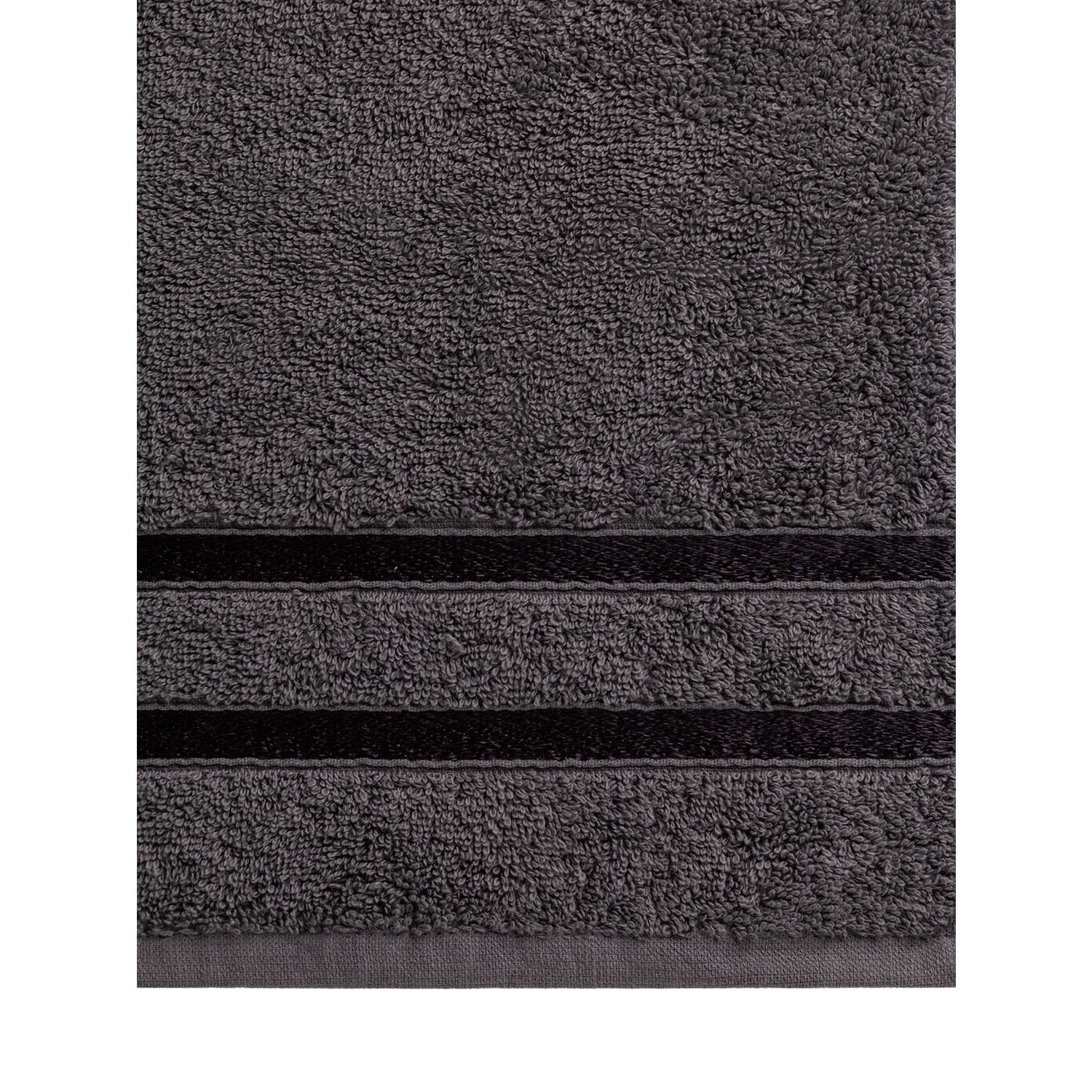 Полотенце махровое LUCKY с лентой 35x70 см 100% хлопок тёмно-серый D100320 - фото 4