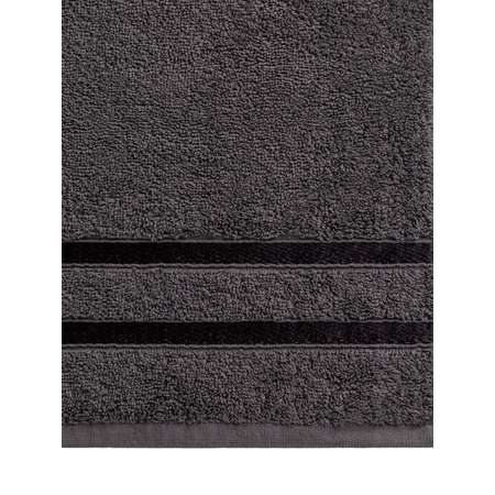 Полотенце махровое LUCKY с лентой 35x70 см 100% хлопок тёмно-серый D100320