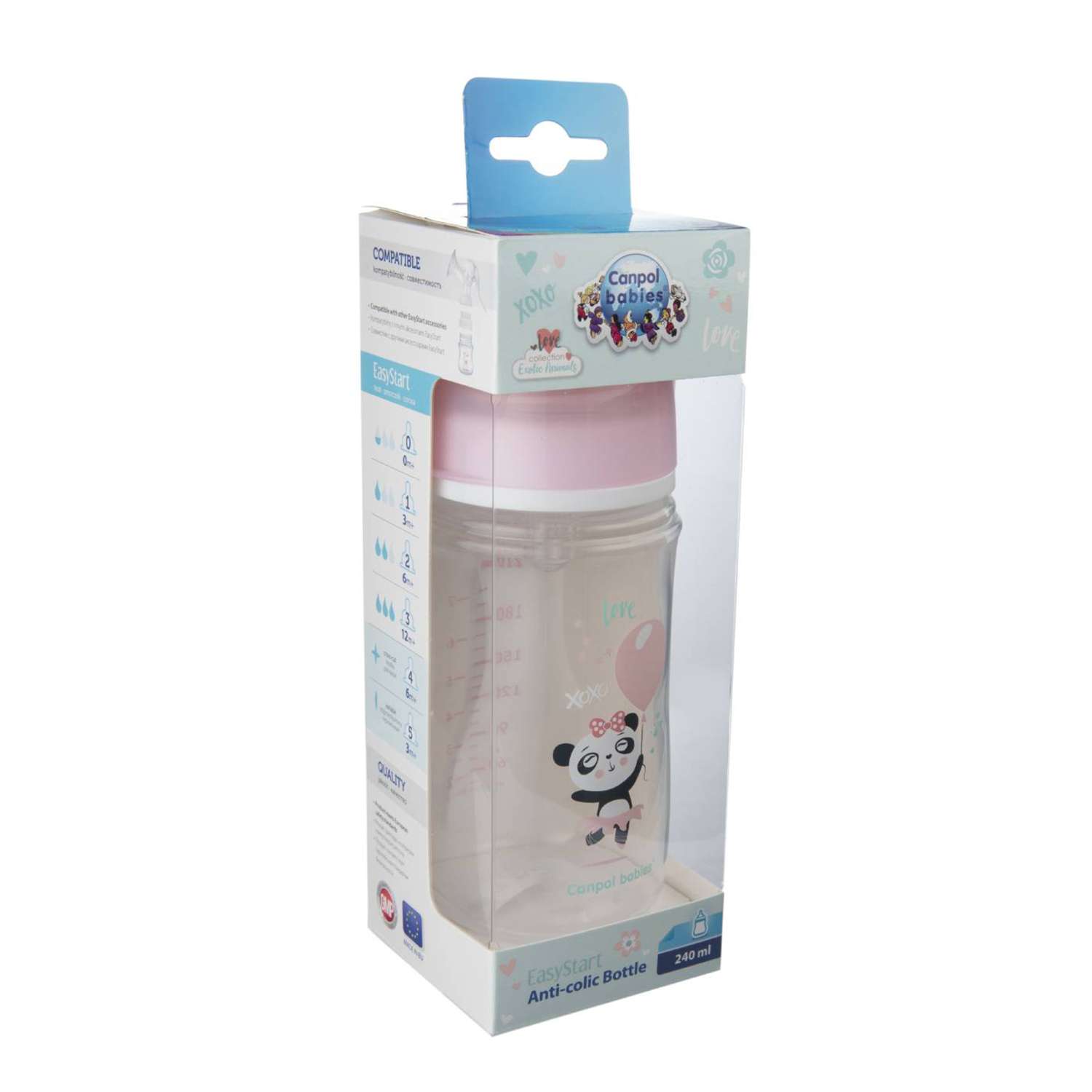 Бутылочка Canpol Babies Toys 240мл c 3месяцев Розовая 35/221_pin - фото 2