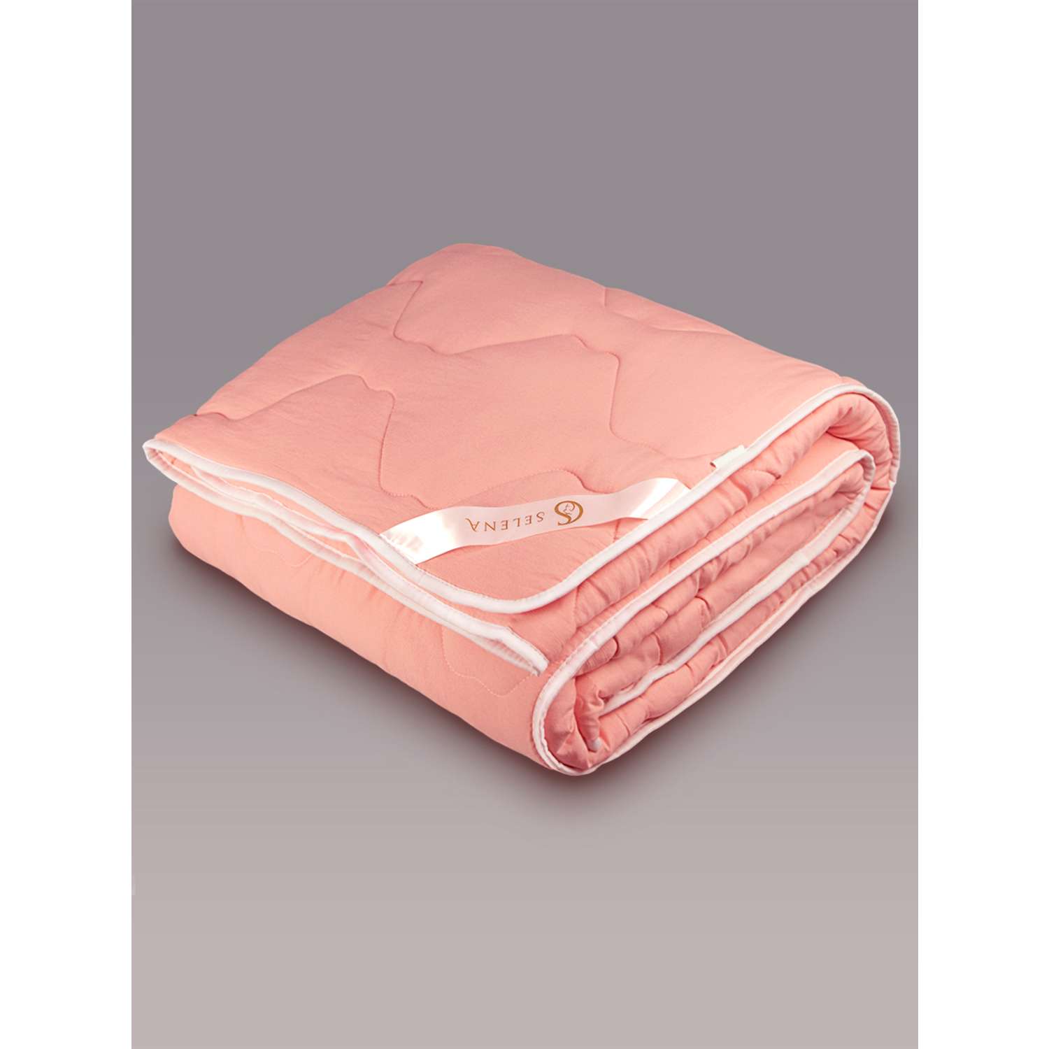 Одеяло SELENA Crinkle line Евро 200х215 см розовое наполнитель Лебяжий пух - фото 1