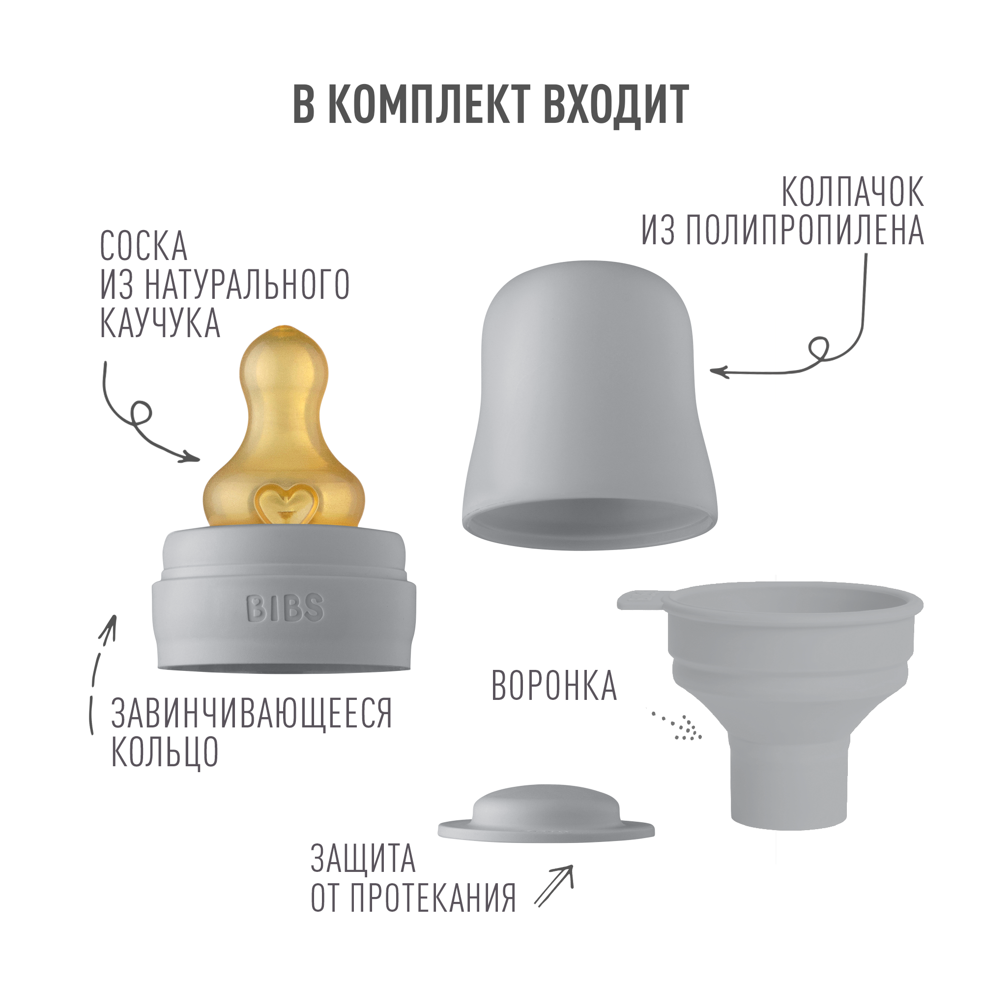 Набор с соской для бутылочки BIBS Bottle Kit Cloud - фото 2