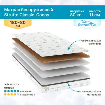 Матрас детский SEVEN DREAMS Strutto Classic-cocos 180 на 80 см