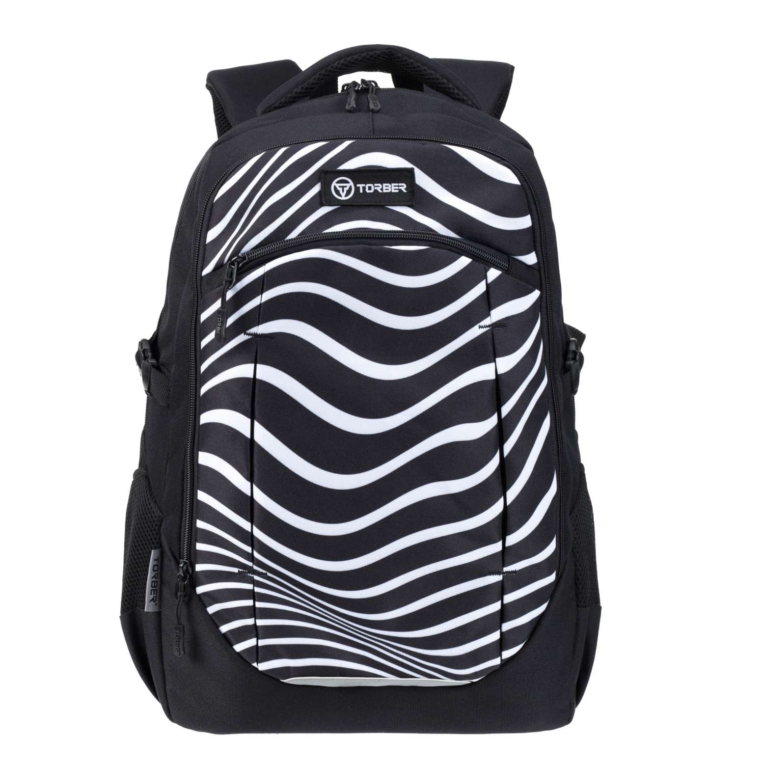 Рюкзак TORBER CLASS X черный с принтом Зебра - фото 1