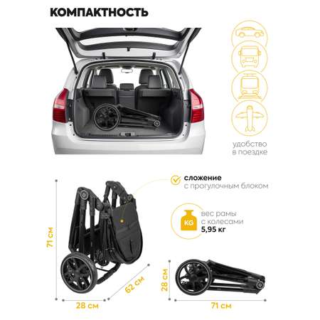 Коляска трансформер JOVOLA для новорожденных 3 в 1 Folk универсальная всесезонная с автолюлькой