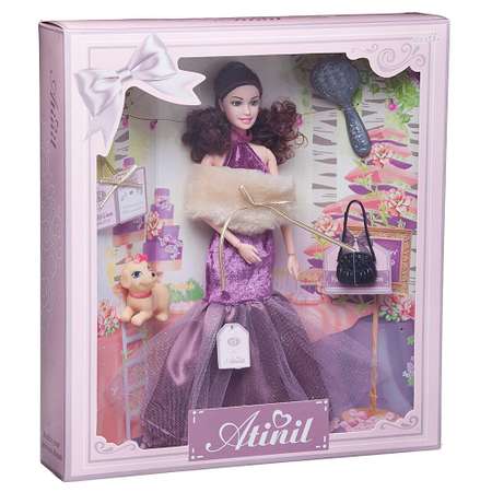 Кукла Junfa Atinil Звезда эстрады в длинном платье с меховой накидкой с аксессуарами 28см