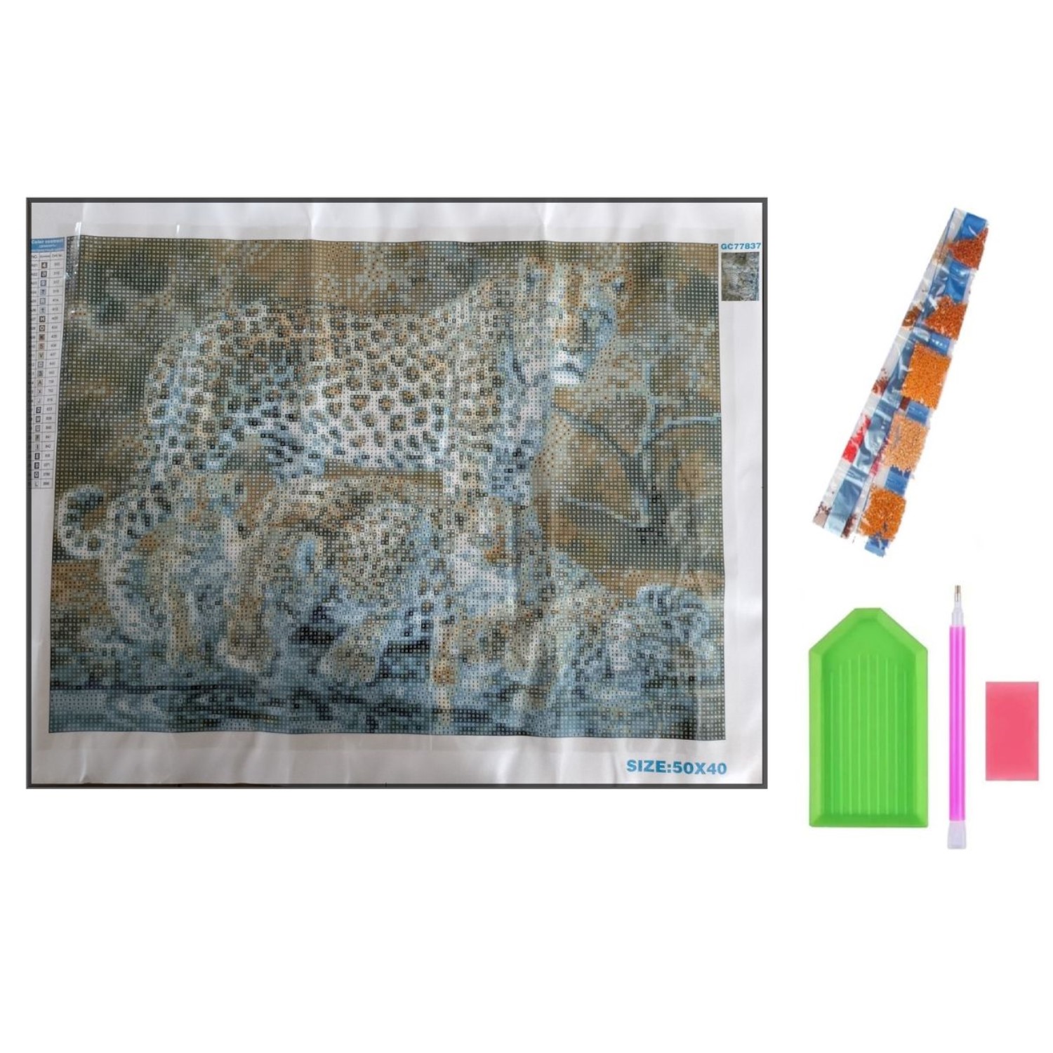 Алмазная мозаика Seichi Леопарды на водопое 40х50 см - фото 4