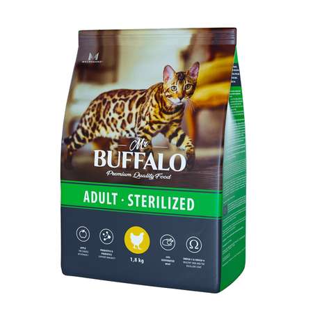 Корм для кошек Mr.Buffalo Castrated стерилизованных с курицей сухой 1.8кг