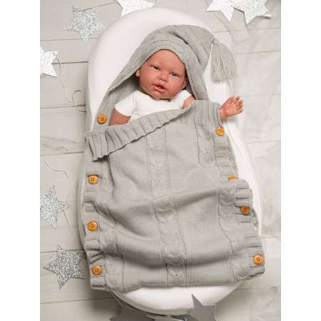 Конверт для новорожденных Baby Nice вязаный серый хлопок