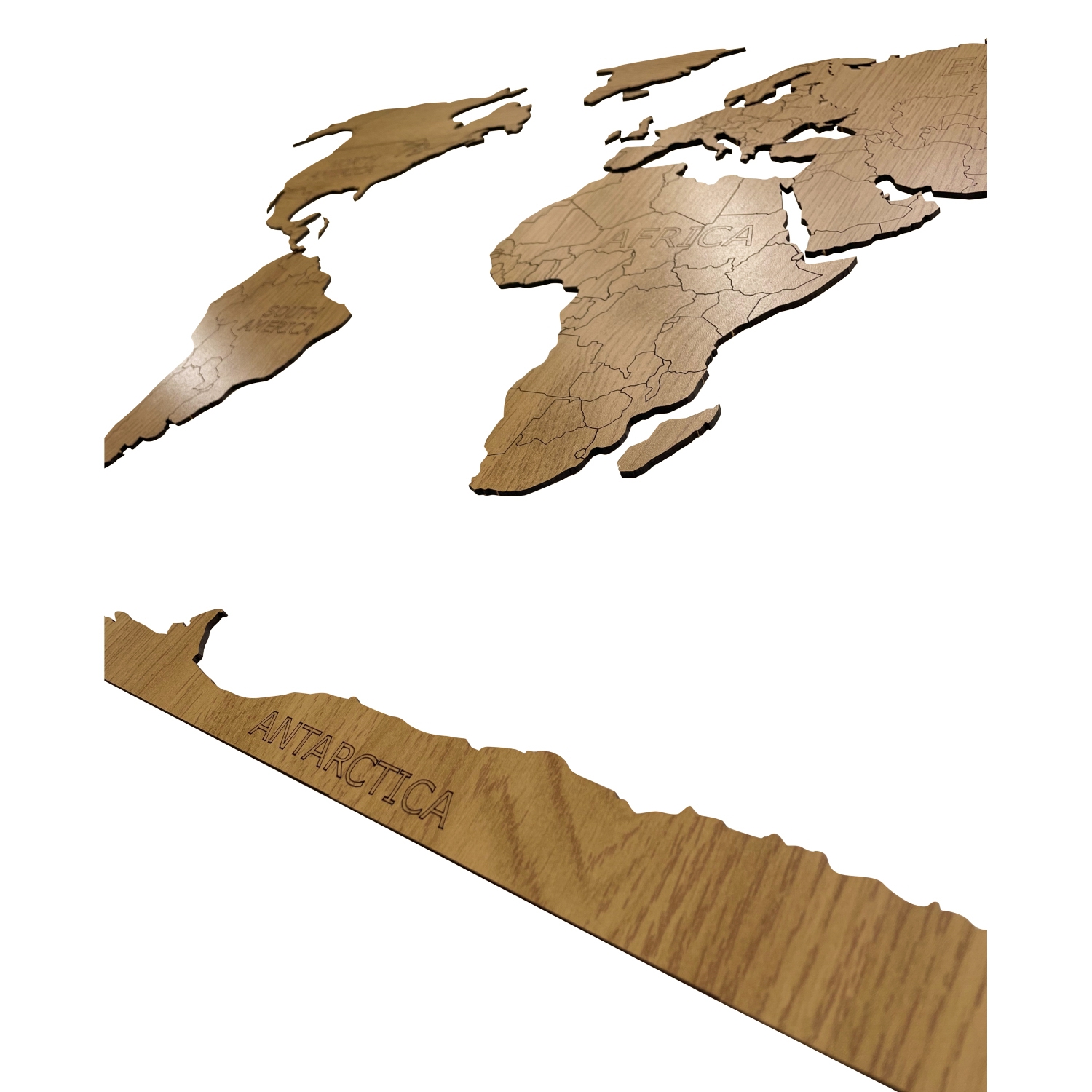 Карта мира настенная Afi Design деревянная с гравировкой континентов и Антарктидой 80х40 см дуб - фото 7