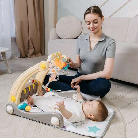 Ходунки BabyCare 2в1 с игровым ковриком Flash синие