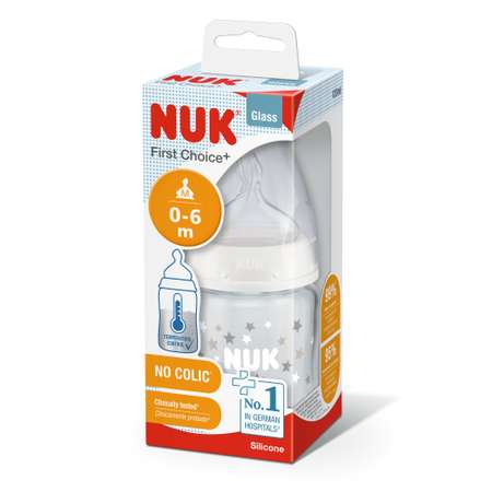 Бутылочка Nuk First Choice Plus с индикатором температуры 150мл Белая 10743875