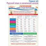 Плакат ТЦ Сфера по русскому языку в начальной школе. Склонение имен существительных