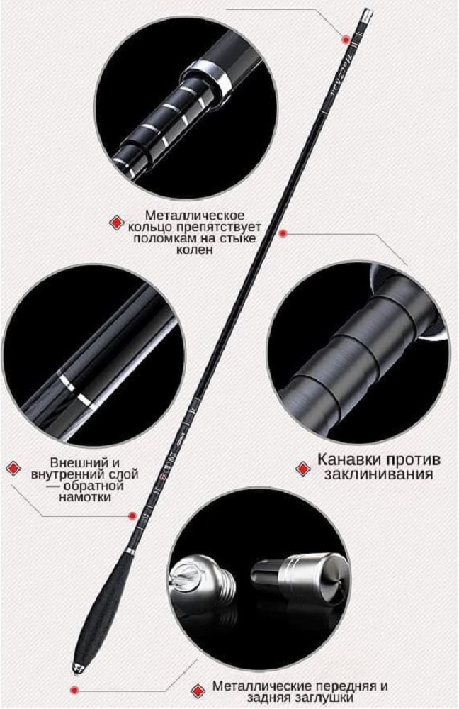 Удилище Клёв100 для ловли методом Херабуна ХайЗан второго поколения ZZ-218 длина 4.5м строй 37-28 - фото 6