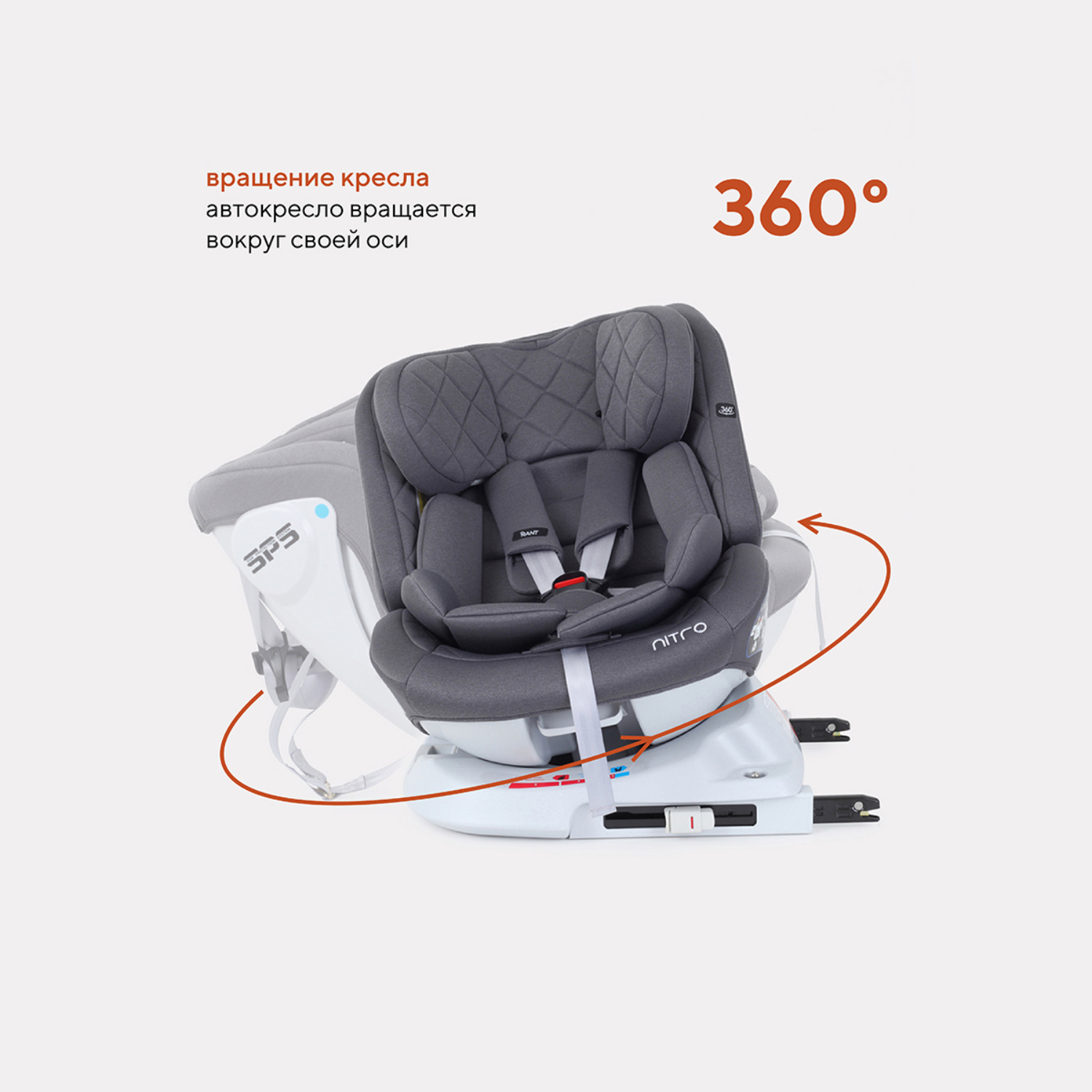 Автокресло Rant Nitro Isofix UB619 0-36кг Grey - фото 3