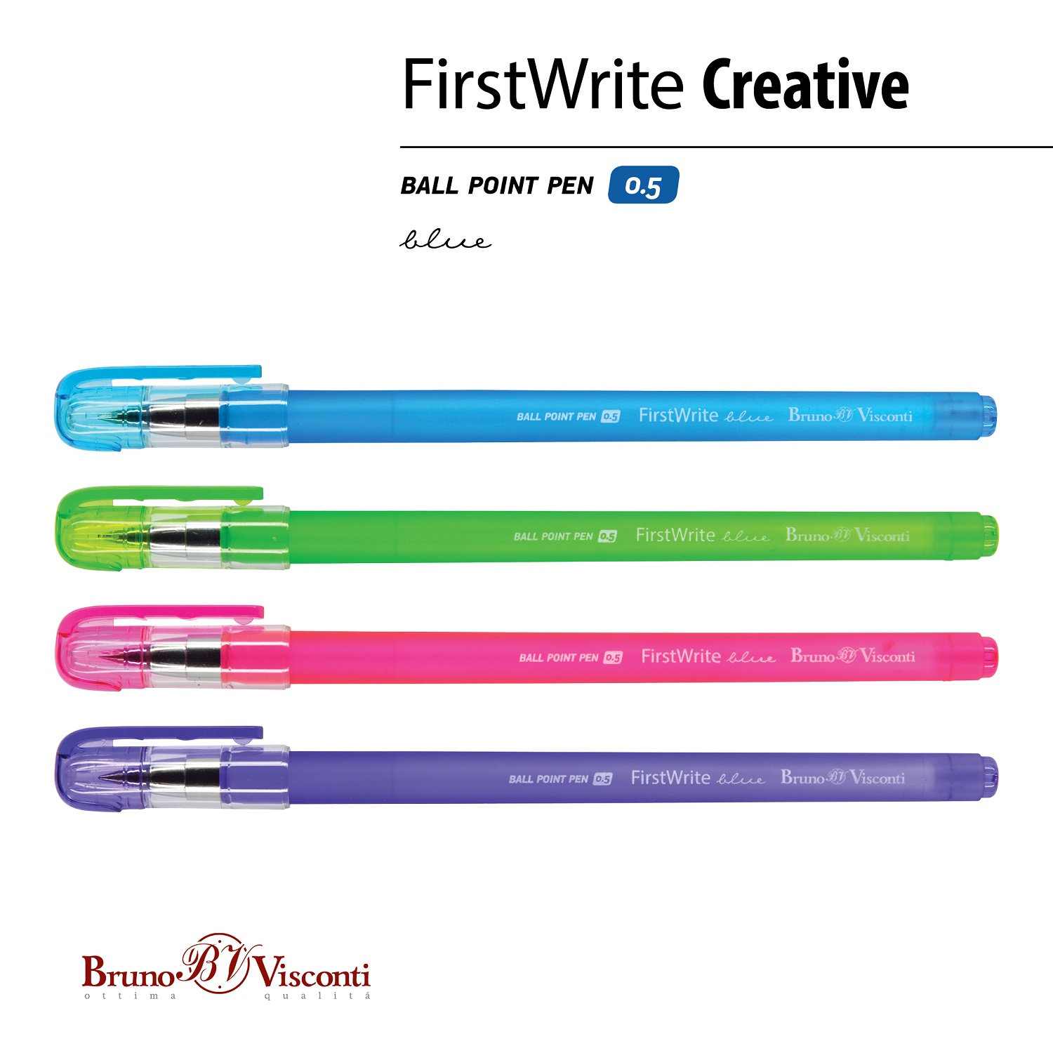 Набор из 5-ти шариковых ручек Bruno Visconti FirstWrite Creative синие - фото 4