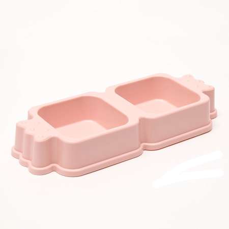 Миска Пижон пластиковая двойная 35х14.5х5.5 см розовая 330 мл