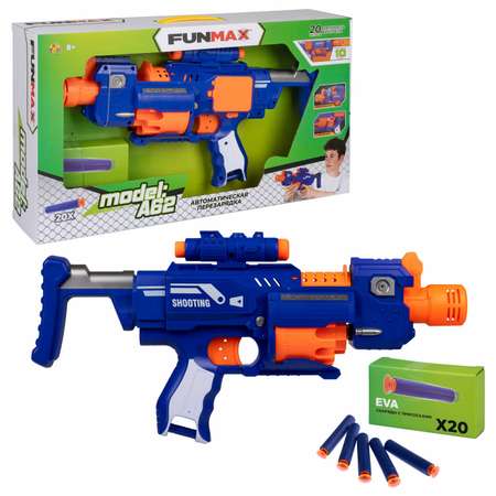 Бластер с мягкими пулями FunMax 1TOY Детское игрушечное оружие пистолет барабан на 10 выстрелов 20 снарядов с присосками