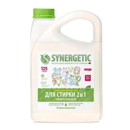 Гель для стирки SYNERGETIC Универсальный с эффектом пятновыводителя 3.75 л