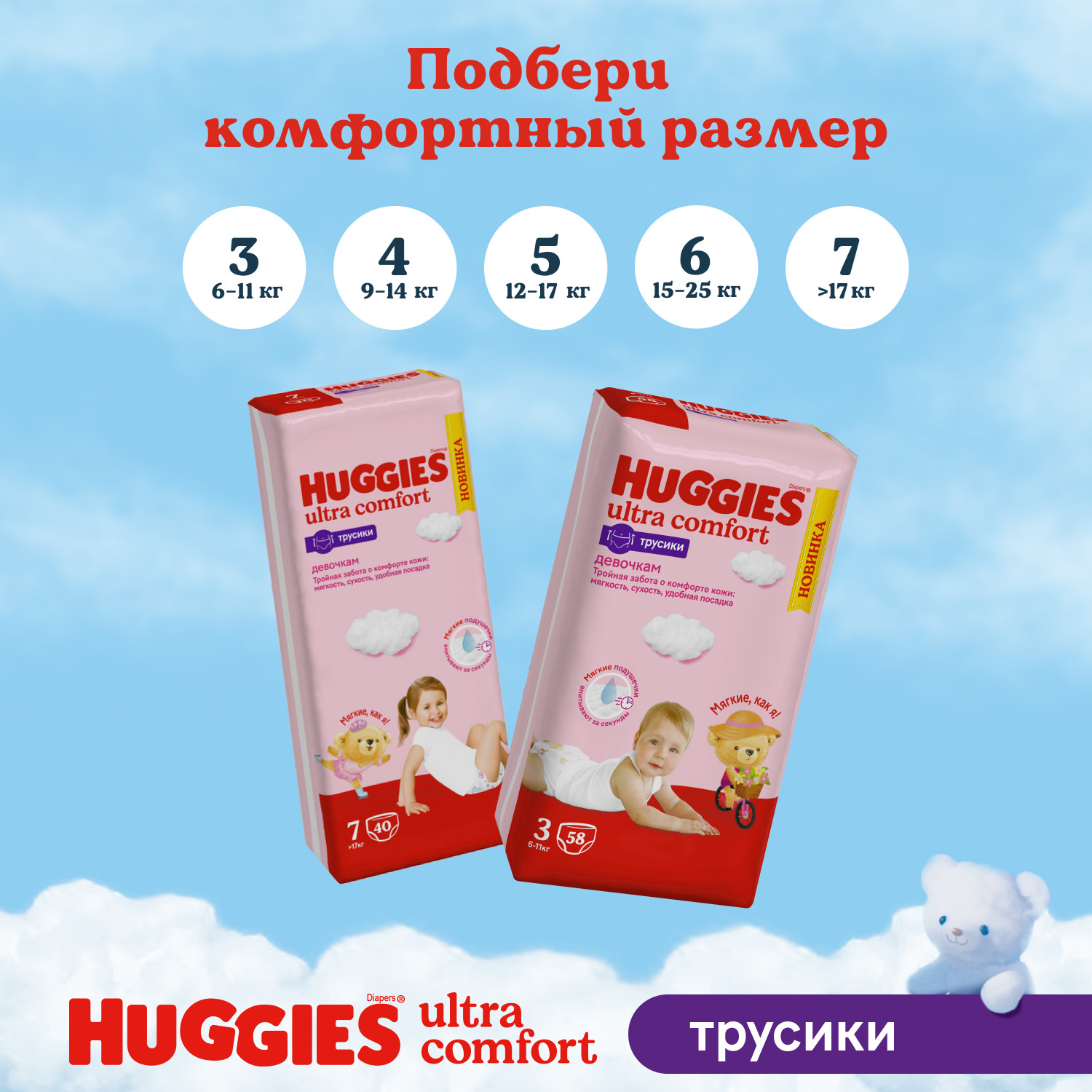 Подгузники-трусики для девочек Huggies 6 15-25кг 44шт - фото 13