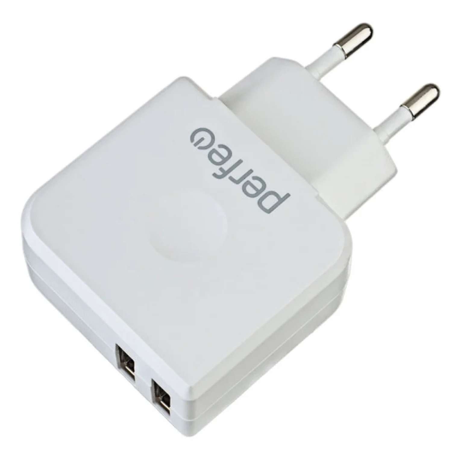 Сетевое зарядное устройство Perfeo белое на 2 USB порта - фото 1