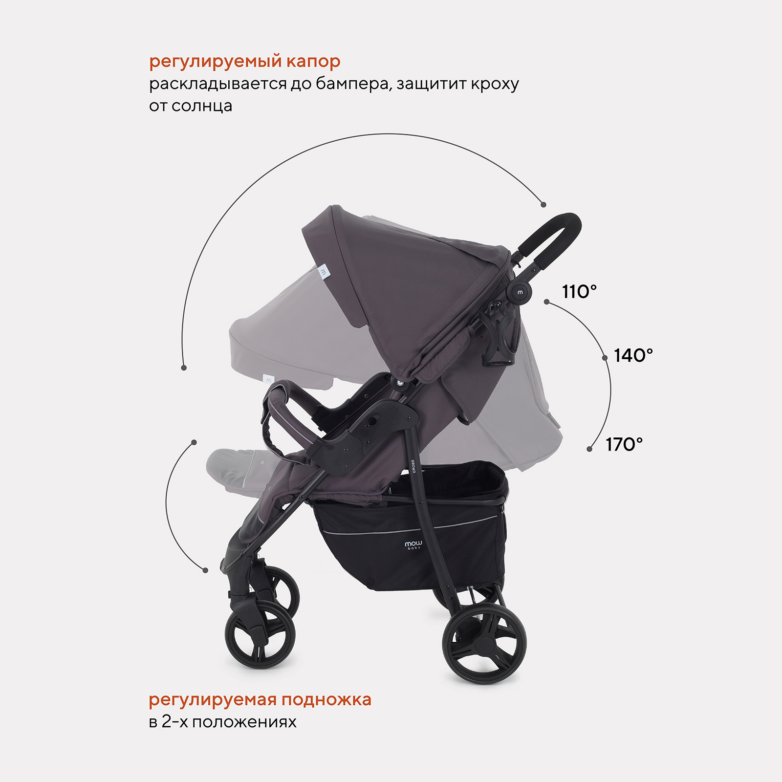 Коляска детская MOWbaby CROSS RA080 Carbon 2024 - фото 6