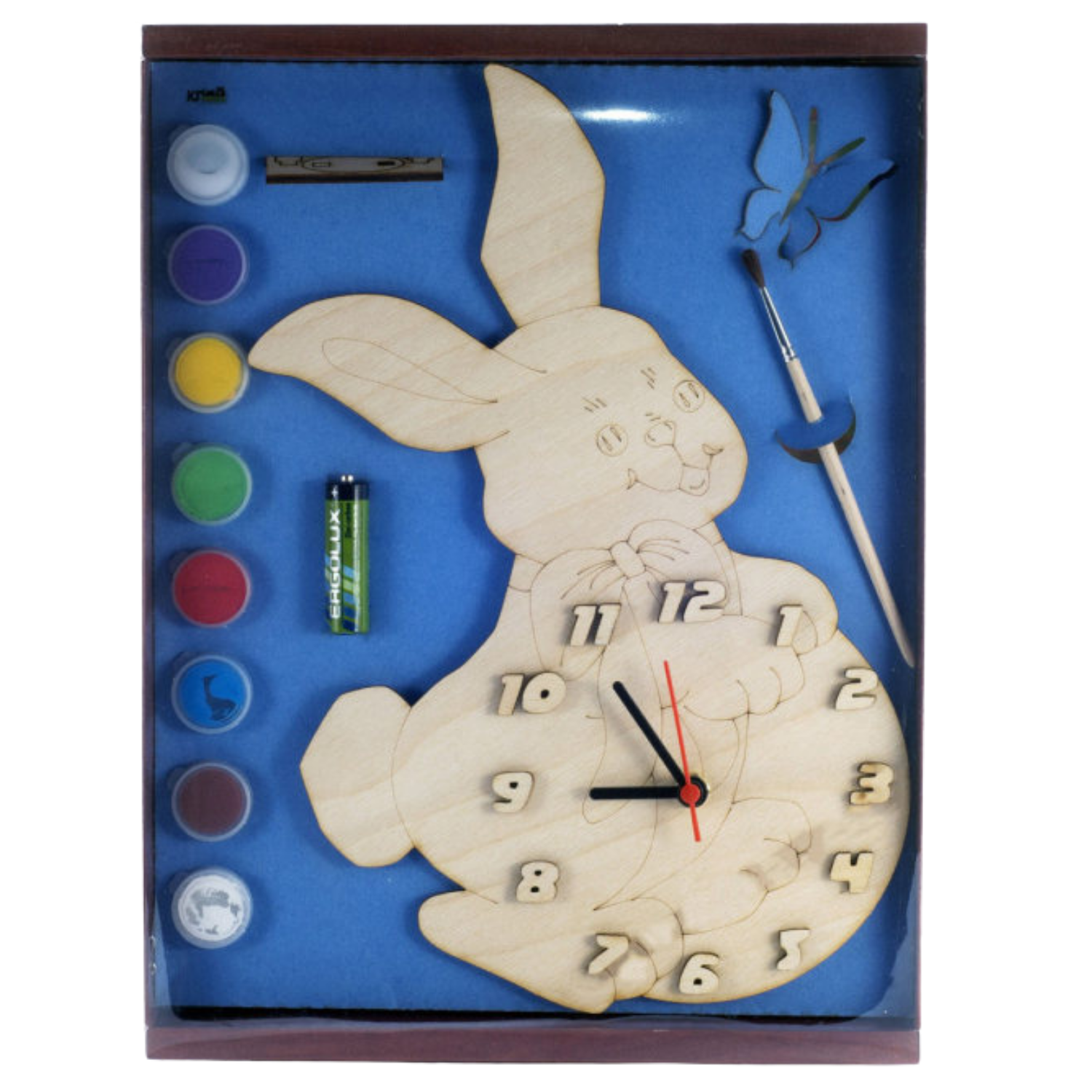 Набор для творчества Нескучные игры Часы с циферблатом Зайка с красками ДНИ117 /20 - фото 1