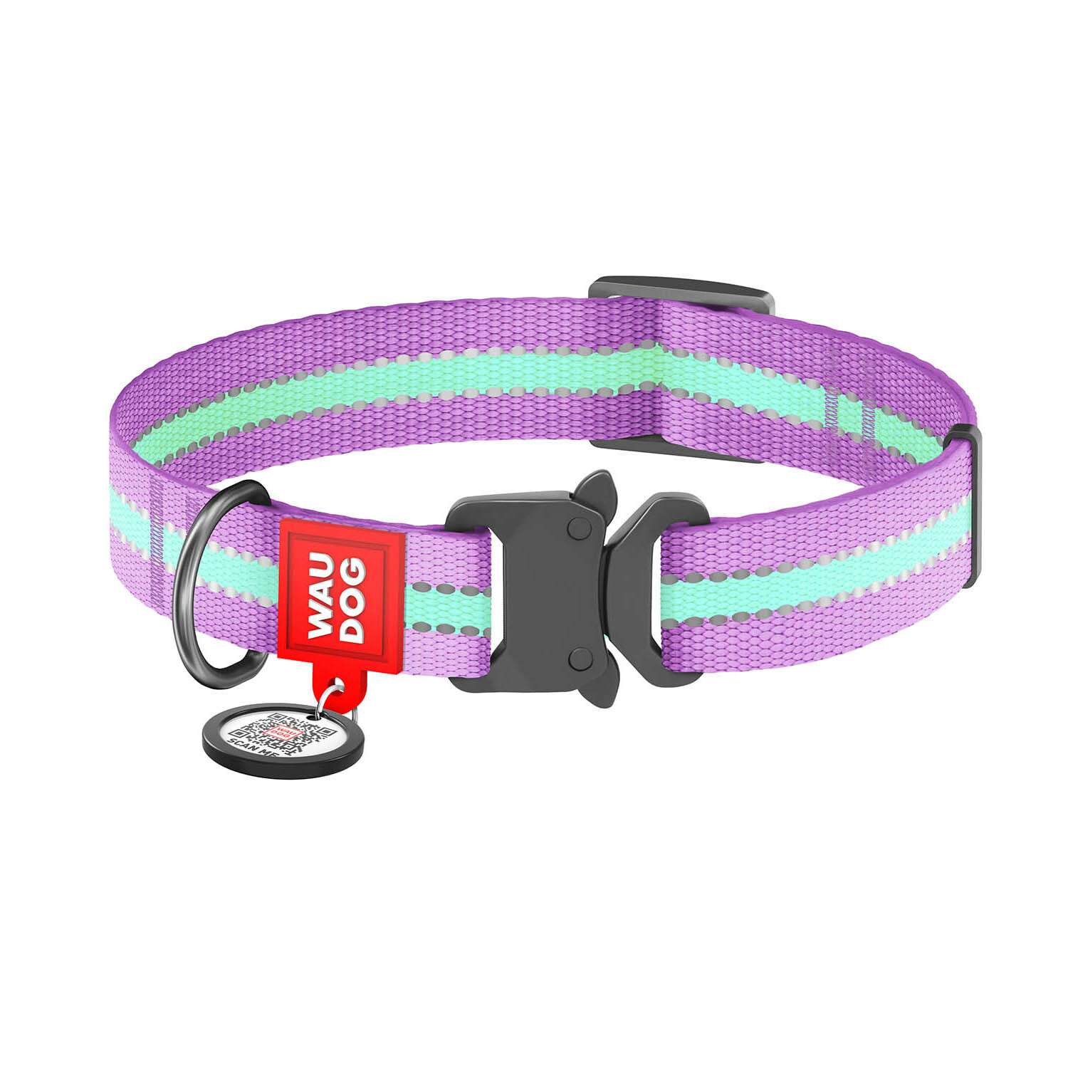 Ошейник для собак Waudog Nylon светонакопительный средний Фиолетовый 52149 - фото 1