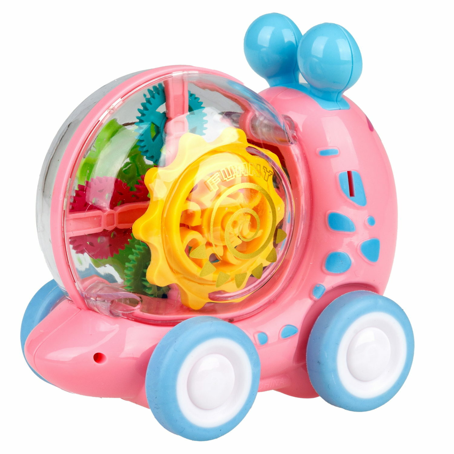 Интерактивная игрушка 1TOY Улитка прозрачная с световыми эффектами розовый - фото 2