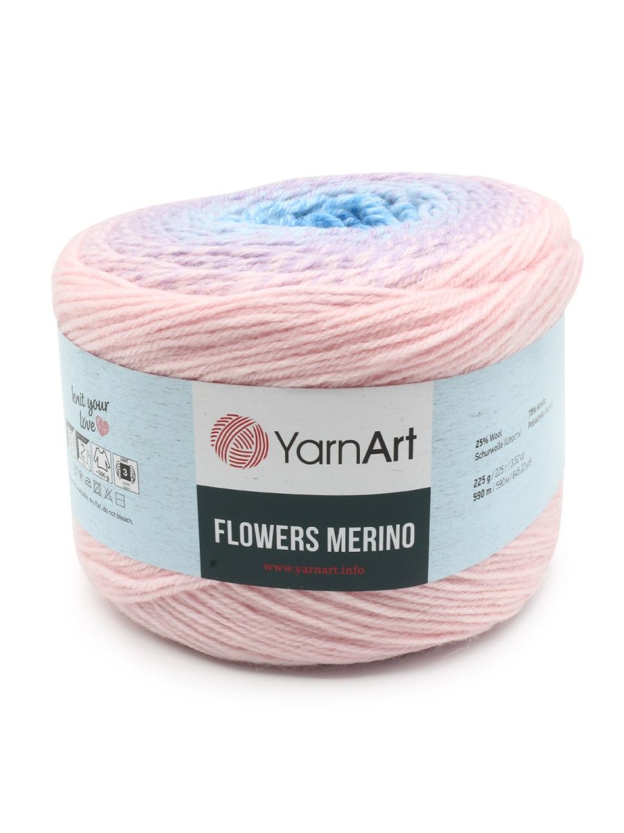 Пряжа YarnArt Flowers Merino полушерстяная 225 г 590 м 551 секционный 2 мотка - фото 7