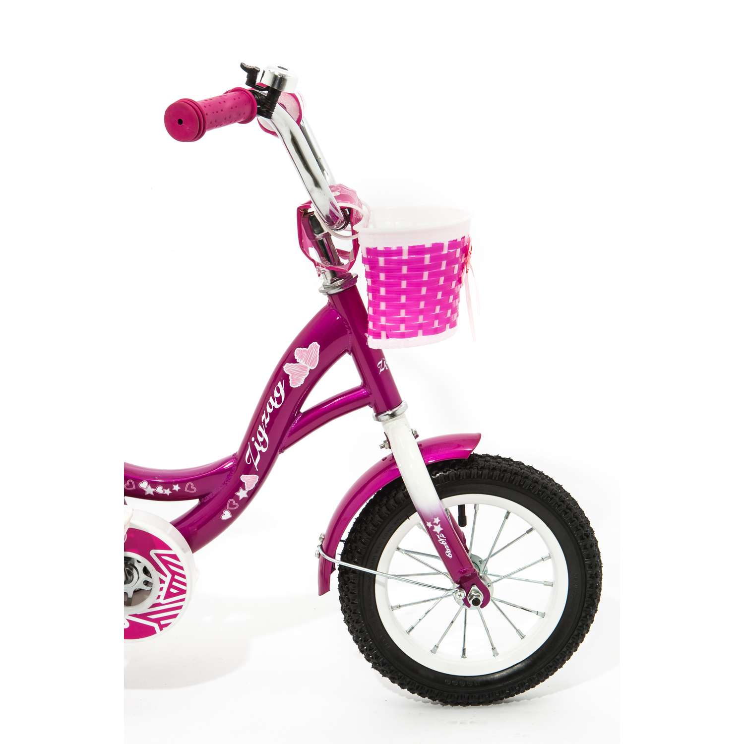 Велосипед ZigZag 12 GIRL малиновый С РУЧКОЙ - фото 8