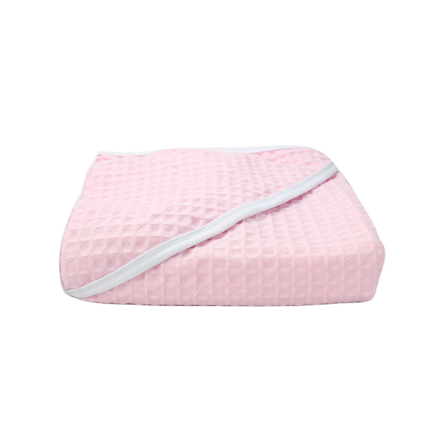 Полотенце с капюшоном YUMMYKI вафельное с уголком 110х110 см розовое - фото 1