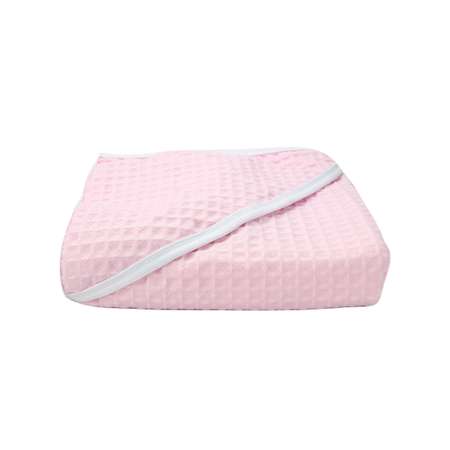 Полотенце с капюшоном YUMMYKI вафельное с уголком 110х110 см розовое