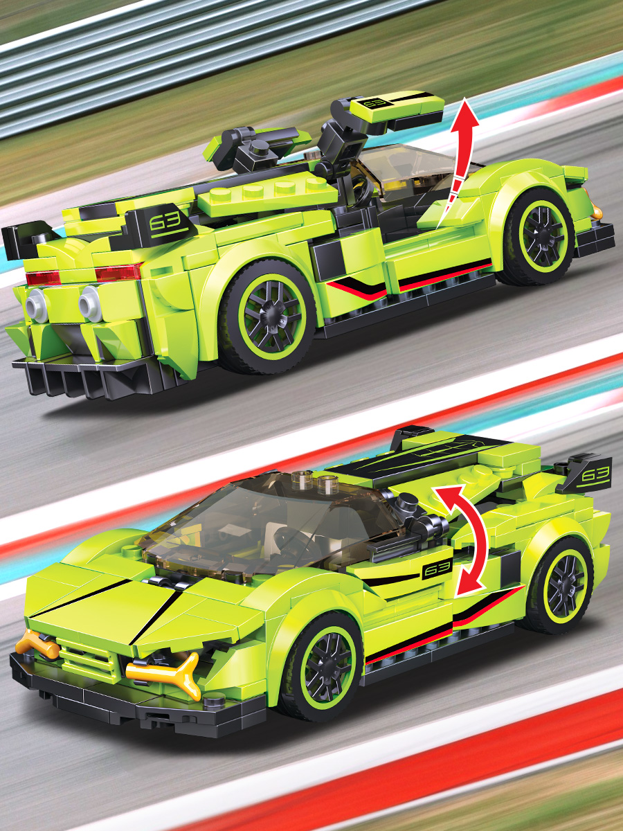 Конструктор Mioshi Автоспорт: Зелёный суперкар 279 деталей 16 см - фото 3