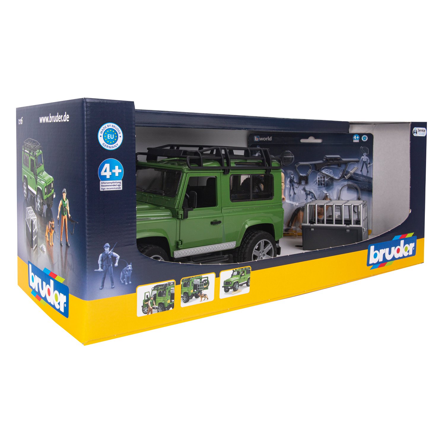 Автомобиль Bruder Land Rover Defender с фигуркой 1:16 зеленый 2587 - фото 4