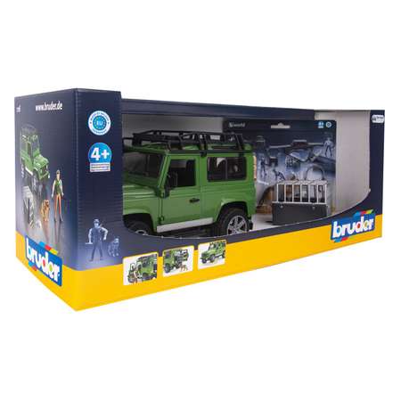 Автомобиль BRUDER 02587 Внедорожник Land Rover Defender с фигуркой и собакой